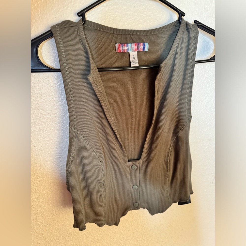Urban Outfitters: Green Plunge Sleeveless Tank Top
